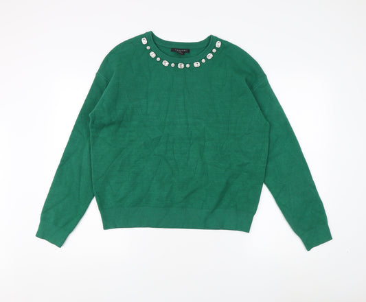 Womens UK Size L Tahari Green Pullover Jumper
