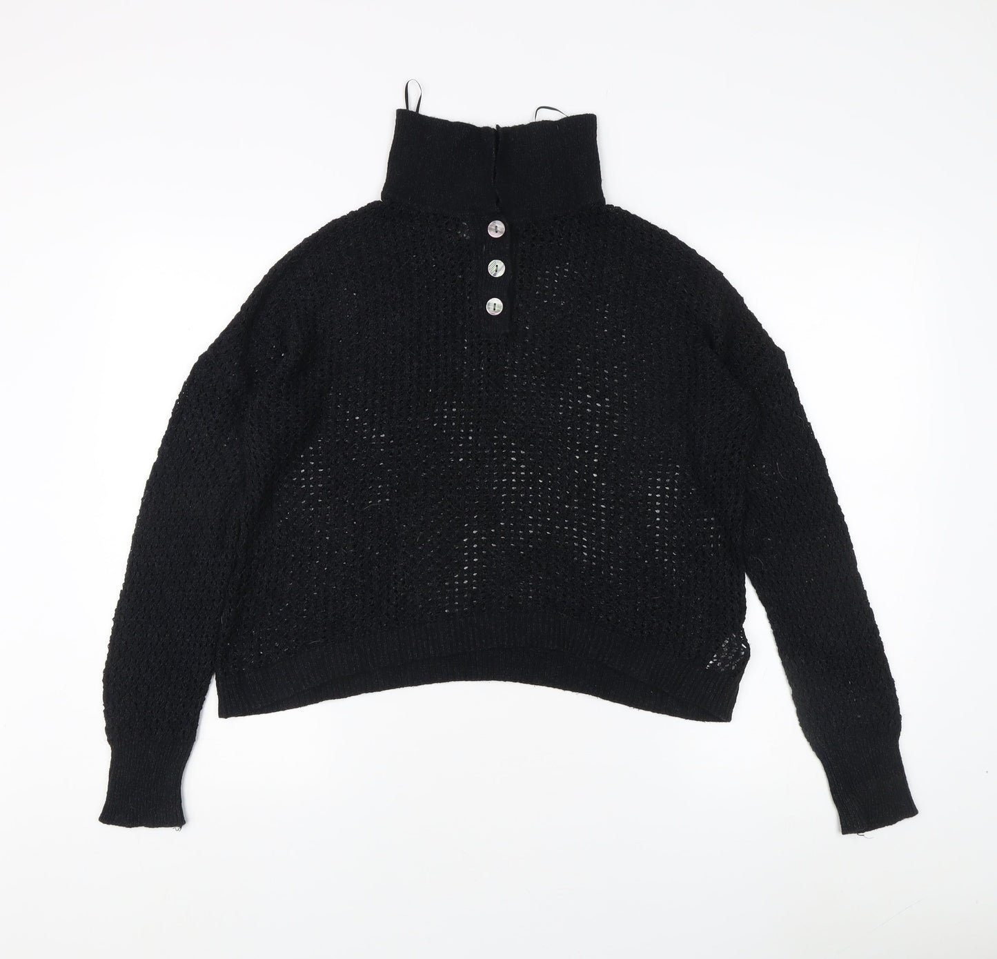 Womens UK Size XL Rachel Zoe Black Henley Jumper
