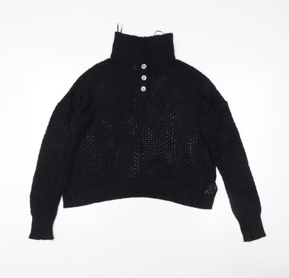 Womens UK Size XL Rachel Zoe Black Henley Jumper