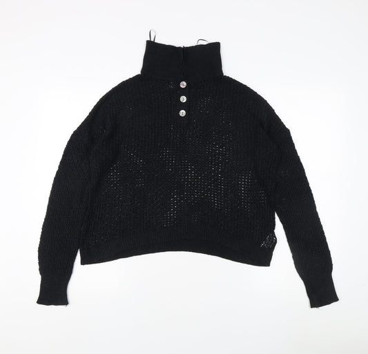 Womens UK Size XL Rachel Zoe Black Henley Jumper