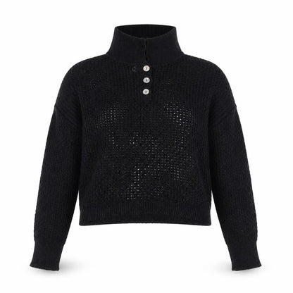 Womens UK Size XL Rachel Zoe Black Henley Jumper