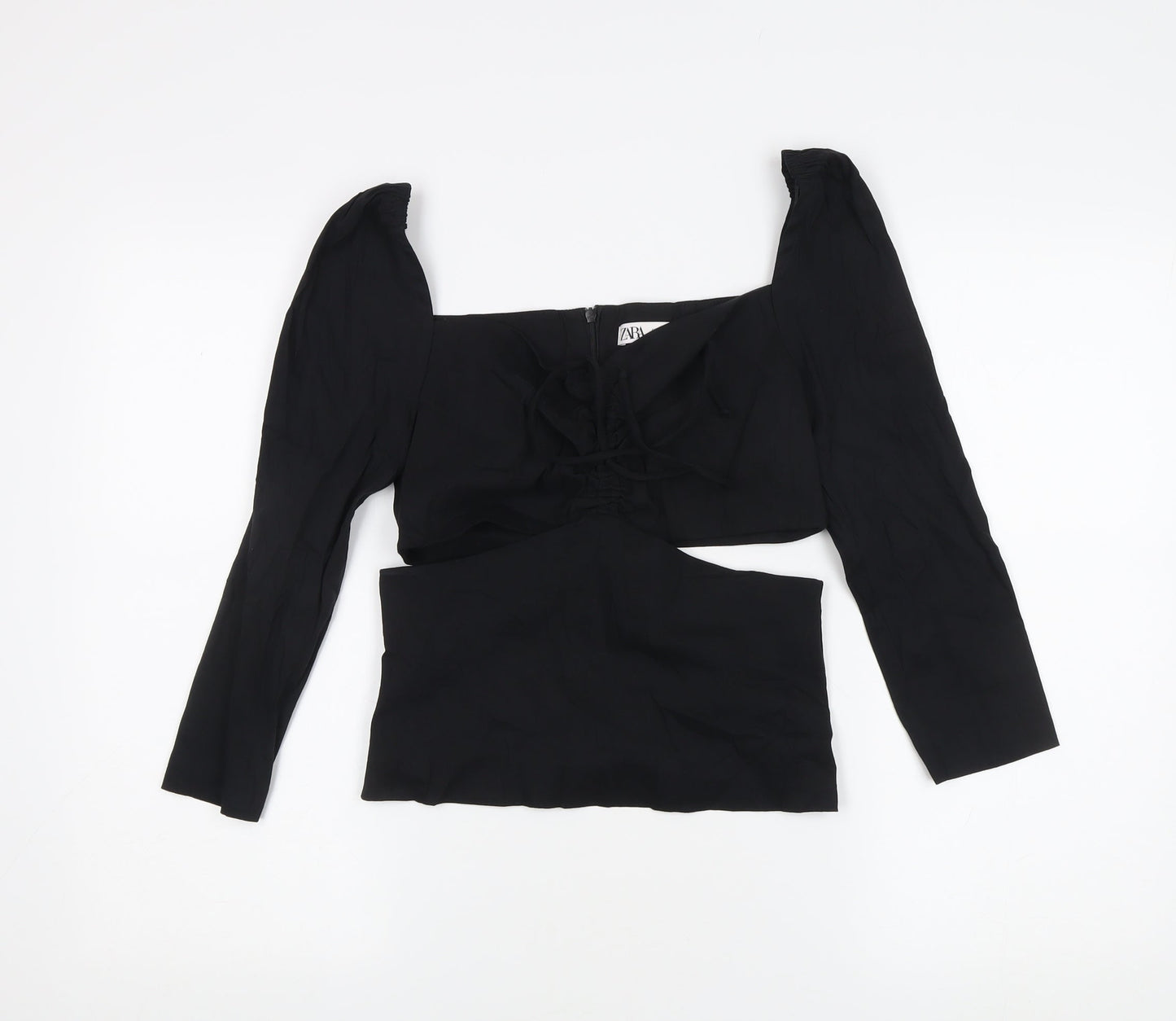 Womens UK Size 10 Zara Black Basic Blouse