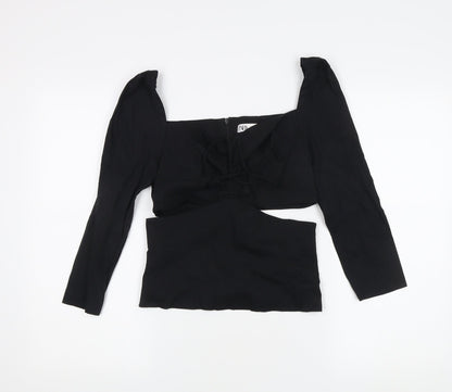 Womens UK Size 10 Zara Black Basic Blouse