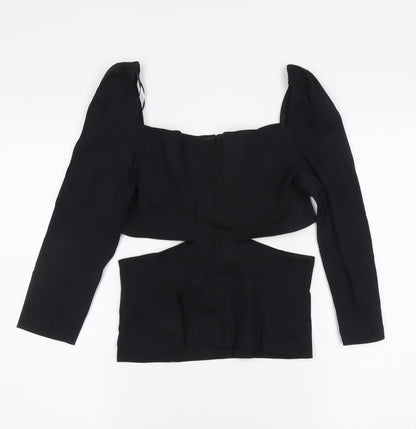 Womens UK Size 10 Zara Black Basic Blouse