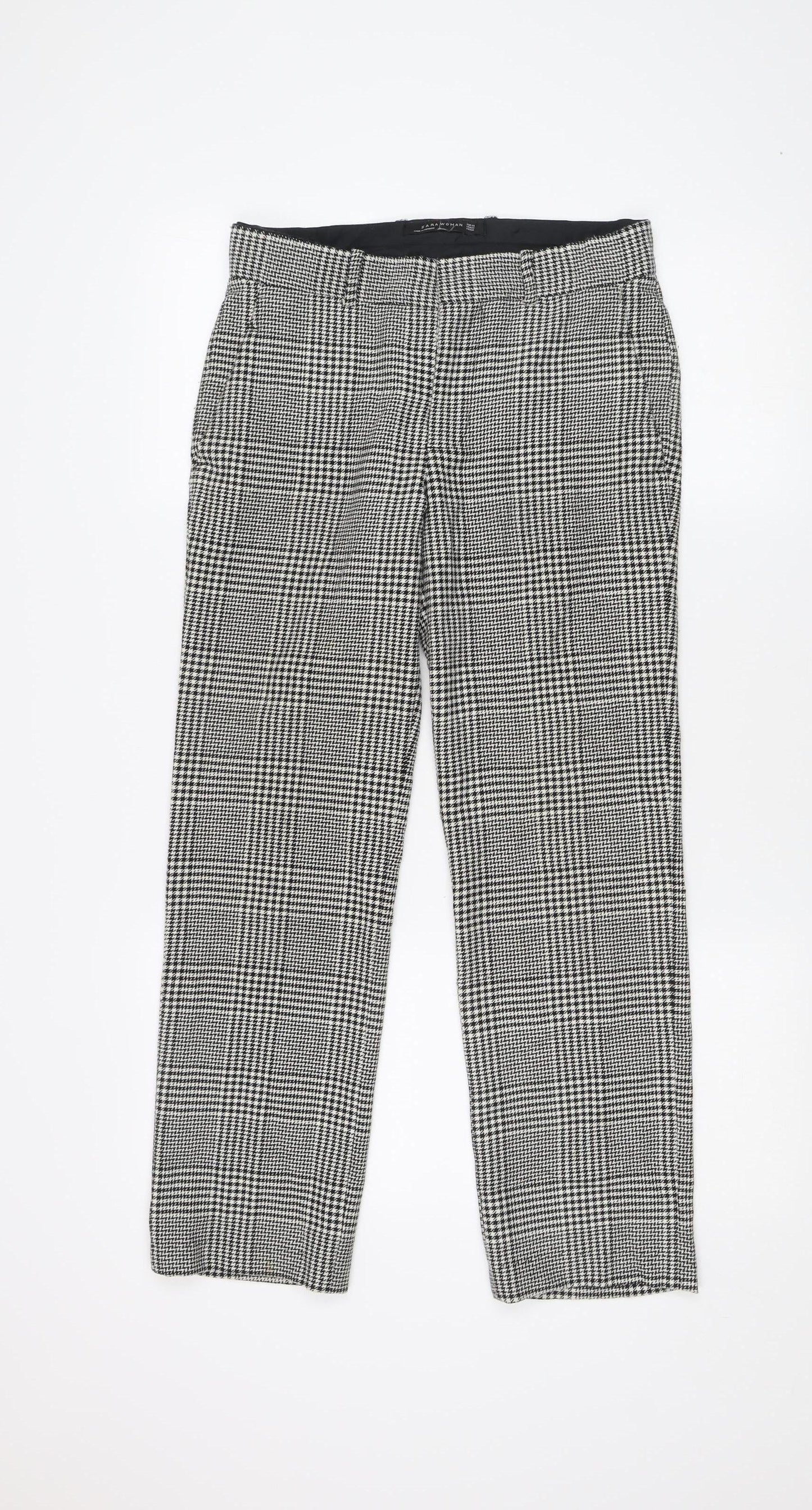Womens UK Size XS Zara Woman Regular Fit Business Casual Black Trousers