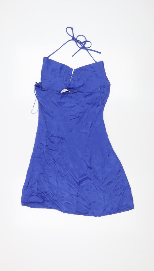Zara Women's Blue Halter Dress S, Summer Style