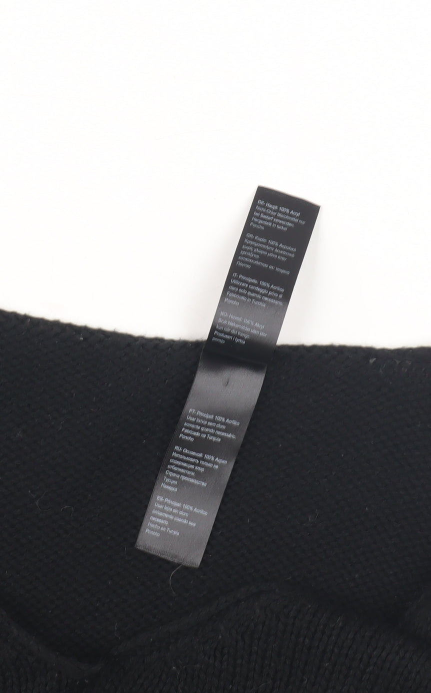 Accessorize Black Knit Cape with Fringe - Women's