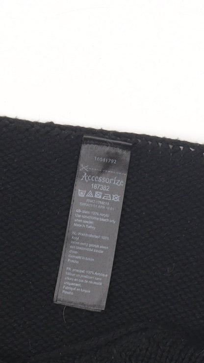 Accessorize Black Knit Cape with Fringe - Women's