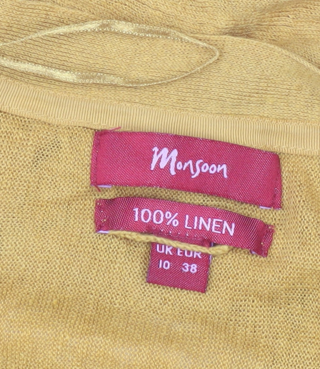 Womens UK Size 10 Monsoon Yellow Cardigan Jumper