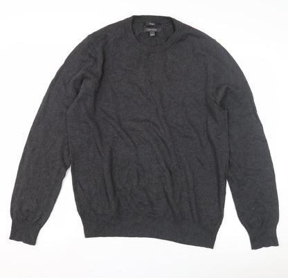 Marks and Spencer Men's Grey Cotton Pullover, Size L
