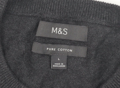 Marks and Spencer Men's Grey Cotton Pullover, Size L