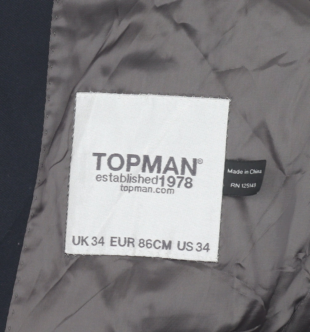 Mens UK Size 34 Topman Regular Blue Suit Jacket