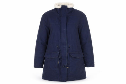 Marks & Spencer Women's Navy Parka Coat - Size 10, Hooded & Lined