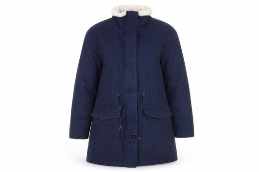 Marks & Spencer Women's Navy Parka Coat - Size 10, Hooded & Lined