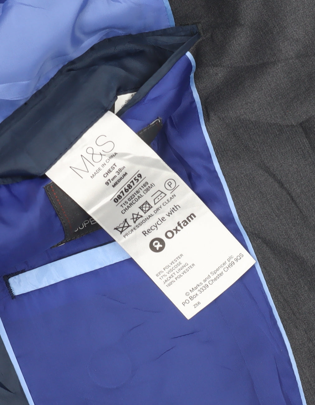 Mens UK Size 38 Marks and Spencer Regular Grey Suit Jacket
