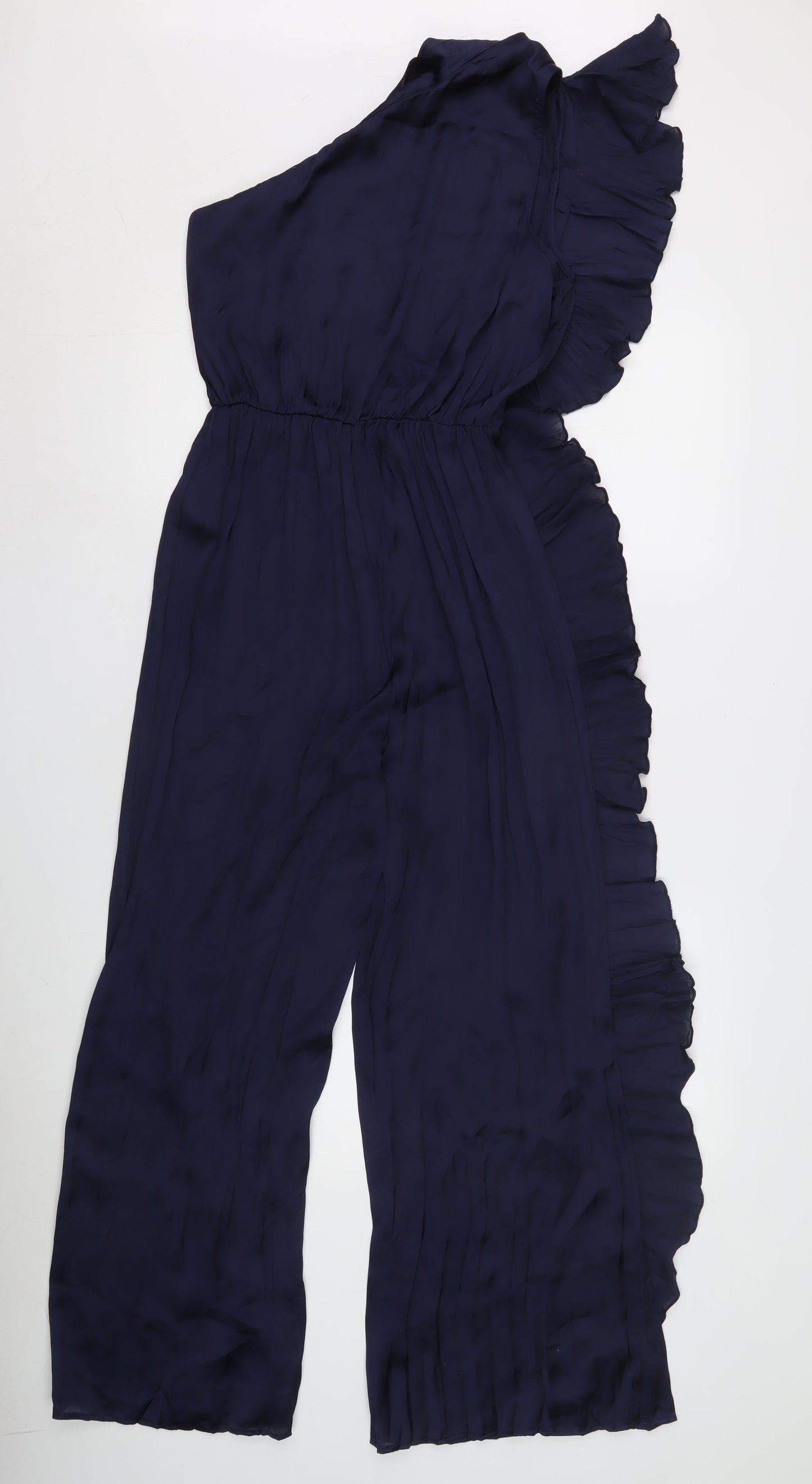 Zara Women's Blue XS Wide-Leg One Shoulder Jumpsuit