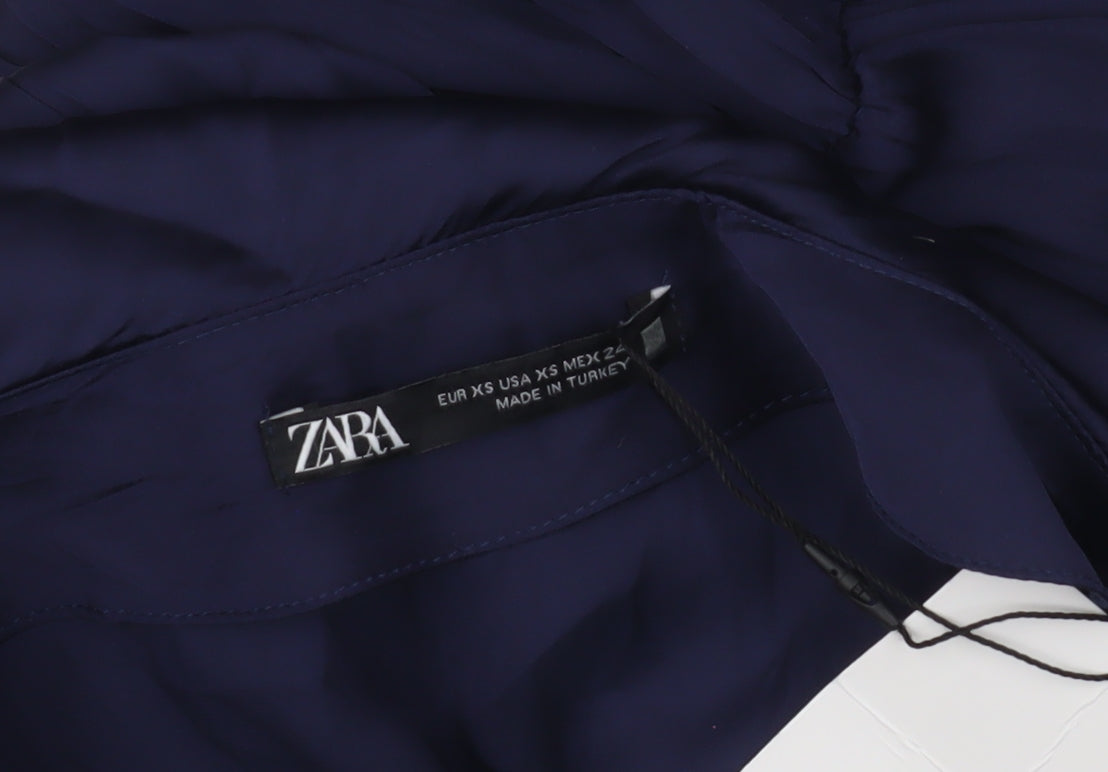 Zara Women's Blue XS Wide-Leg One Shoulder Jumpsuit