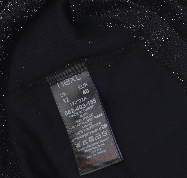 Next Women's Black Glitter Wrap Dress Size 12