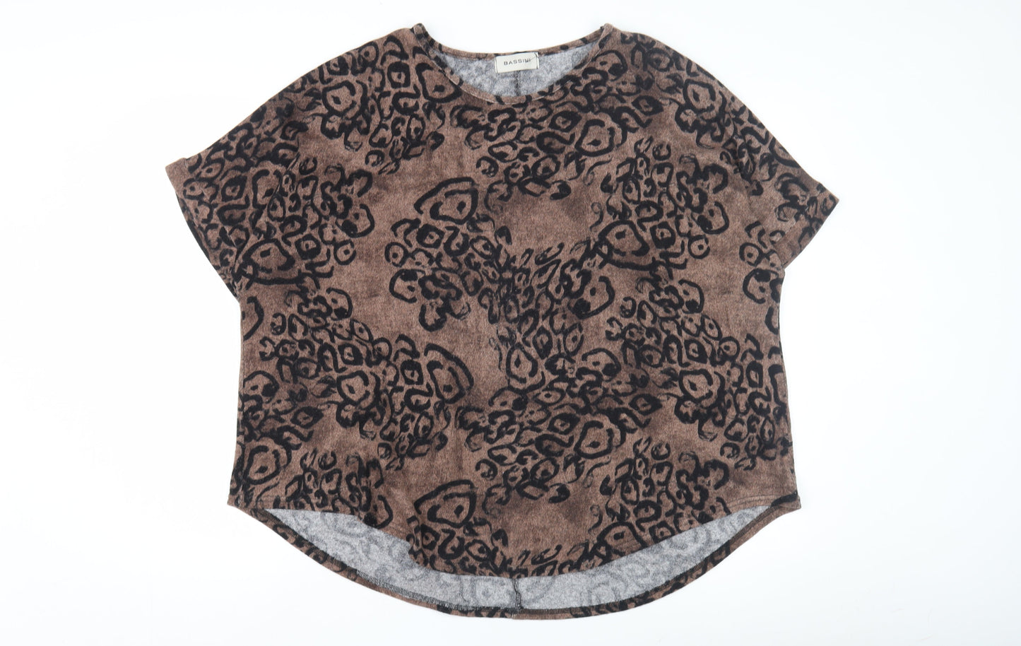 Womens UK Size M BASSINI Brown Basic T-Shirt