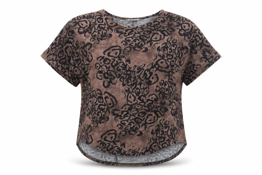 Womens UK Size M BASSINI Brown Basic T-Shirt