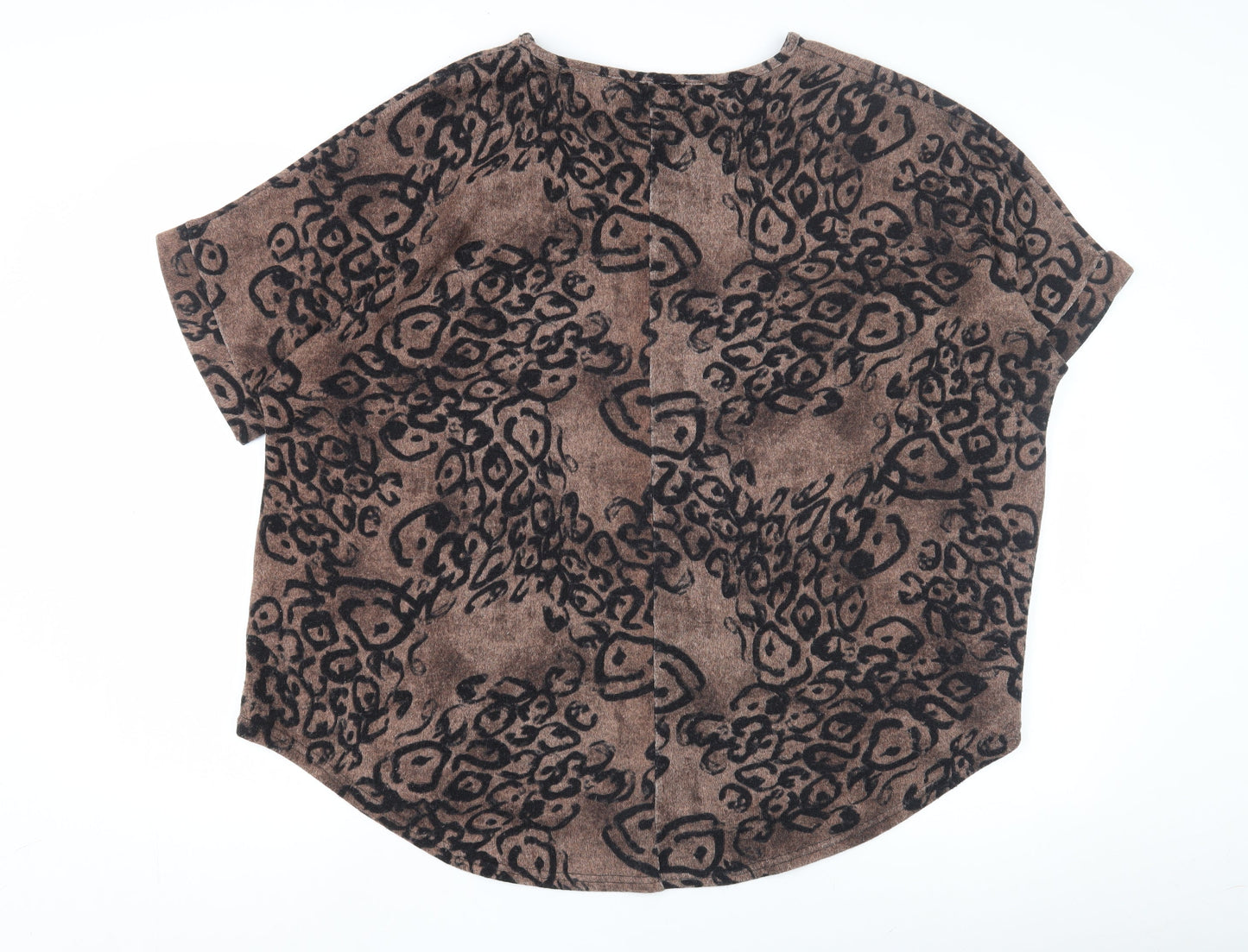 Womens UK Size M BASSINI Brown Basic T-Shirt