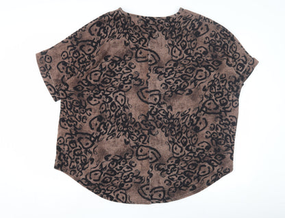 Womens UK Size M BASSINI Brown Basic T-Shirt