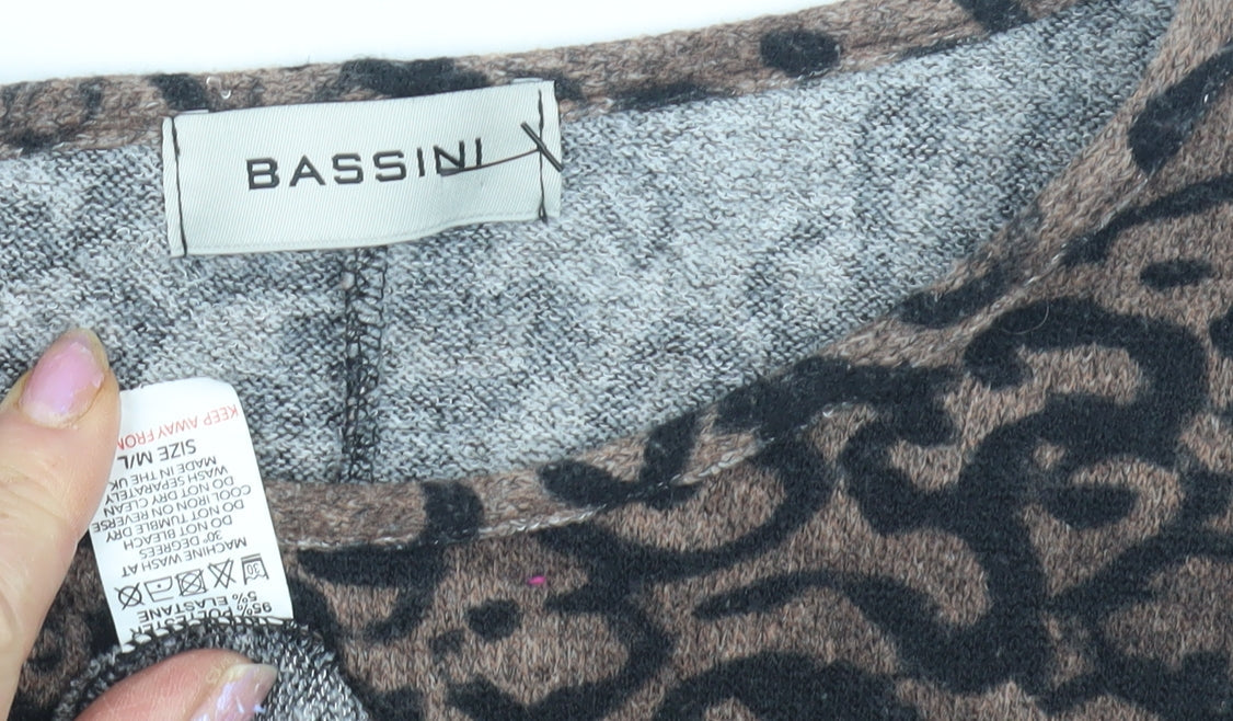 Womens UK Size M BASSINI Brown Basic T-Shirt
