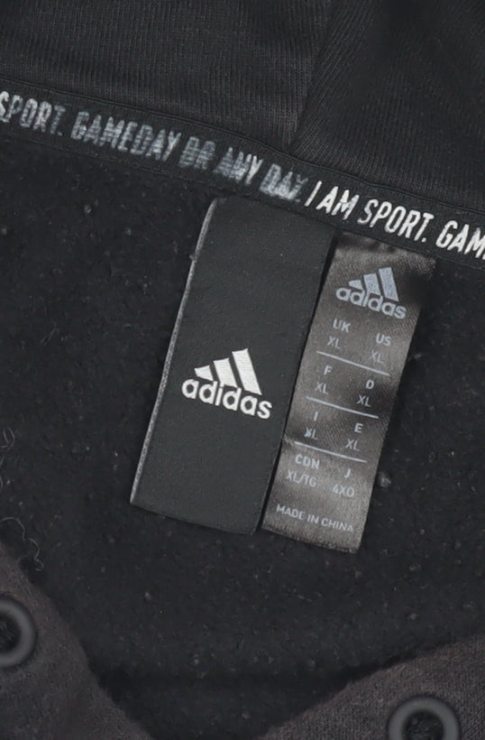 Adidas Men's Black XL Pullover Hoodie with Logo