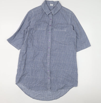 Cotton Traders Women's Blue Polka Dot Button-Up Shirt