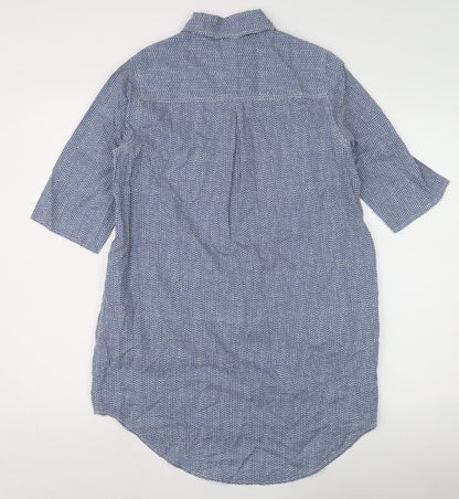 Cotton Traders Women's Blue Polka Dot Button-Up Shirt