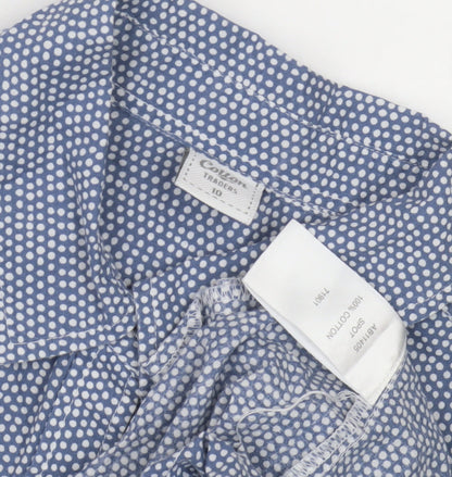 Cotton Traders Women's Blue Polka Dot Button-Up Shirt