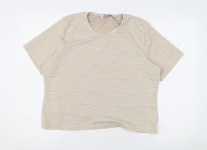 Womens UK Size L Honor Millburn Beige Basic T-Shirt