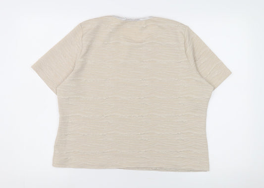 Womens UK Size L Honor Millburn Beige Basic T-Shirt