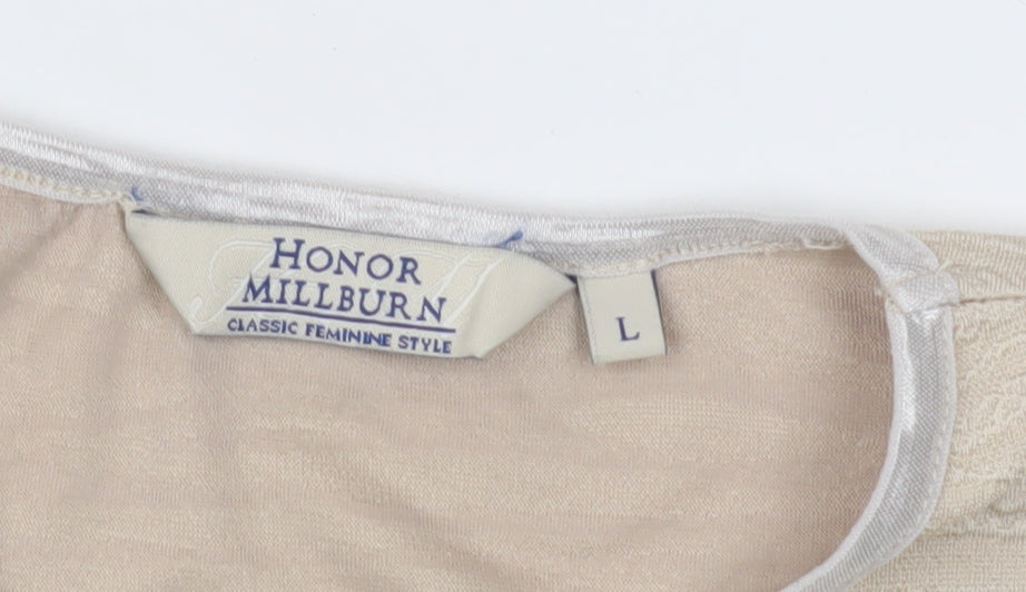 Womens UK Size L Honor Millburn Beige Basic T-Shirt