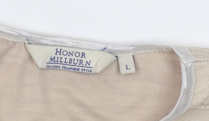 Womens UK Size L Honor Millburn Beige Basic T-Shirt