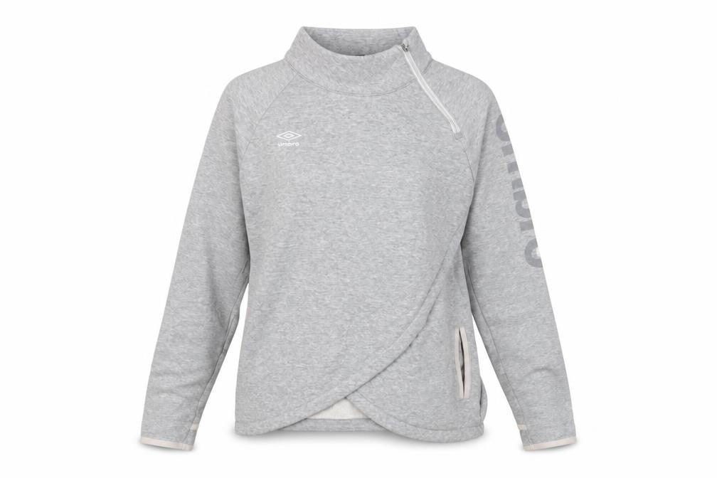Front view of Umbro Grey unisex sweatshirt, size 14, lightweight, logo