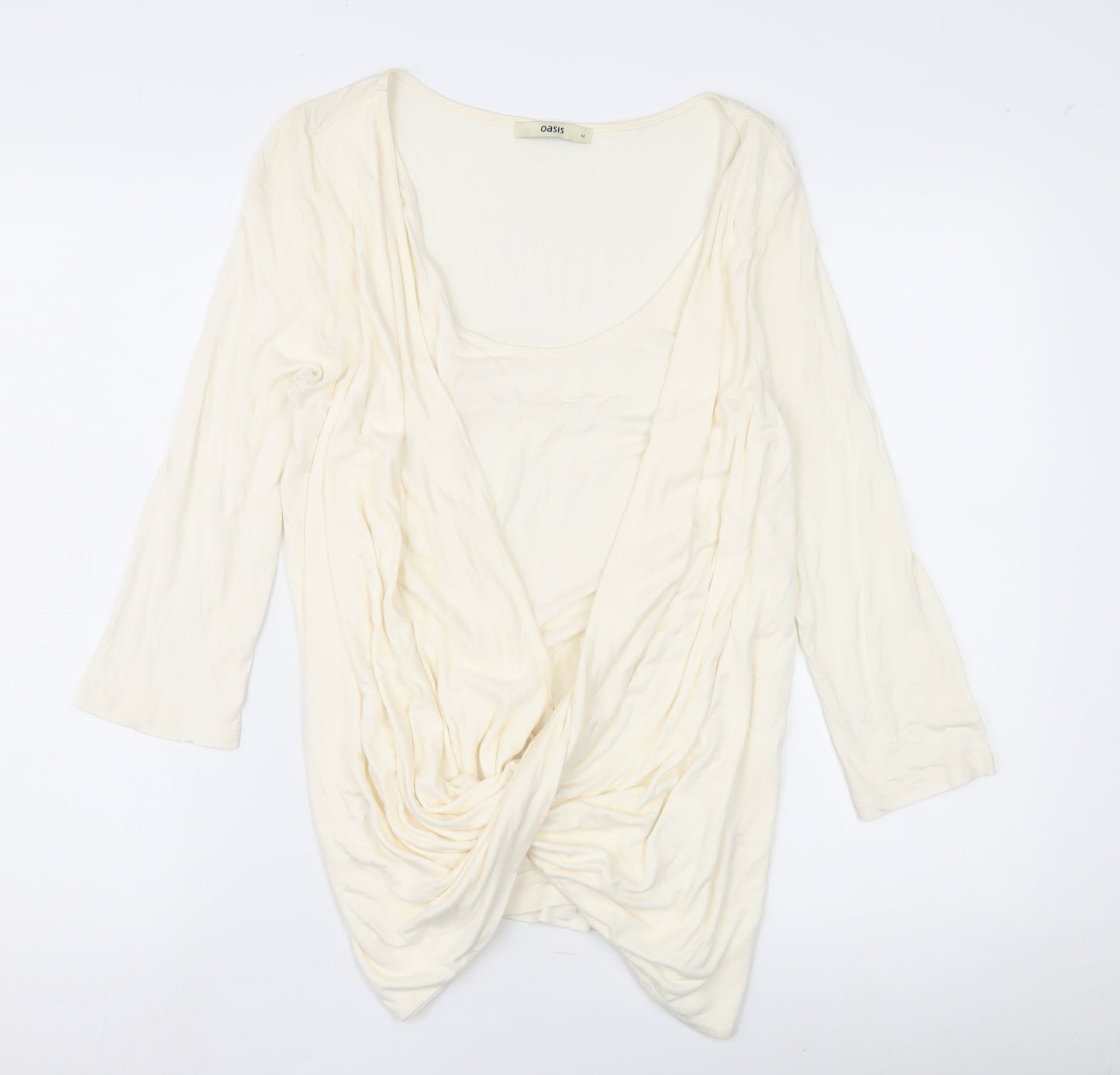 Womens UK Size M Oasis Ivory Wrap Blouse