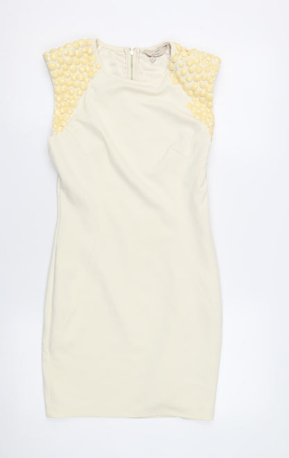 Ted Baker Women's Ivory Sheath Dress Size 8 Party