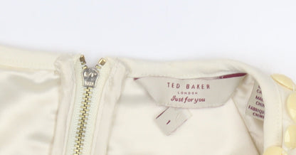 Ted Baker Women's Ivory Sheath Dress Size 8 Party