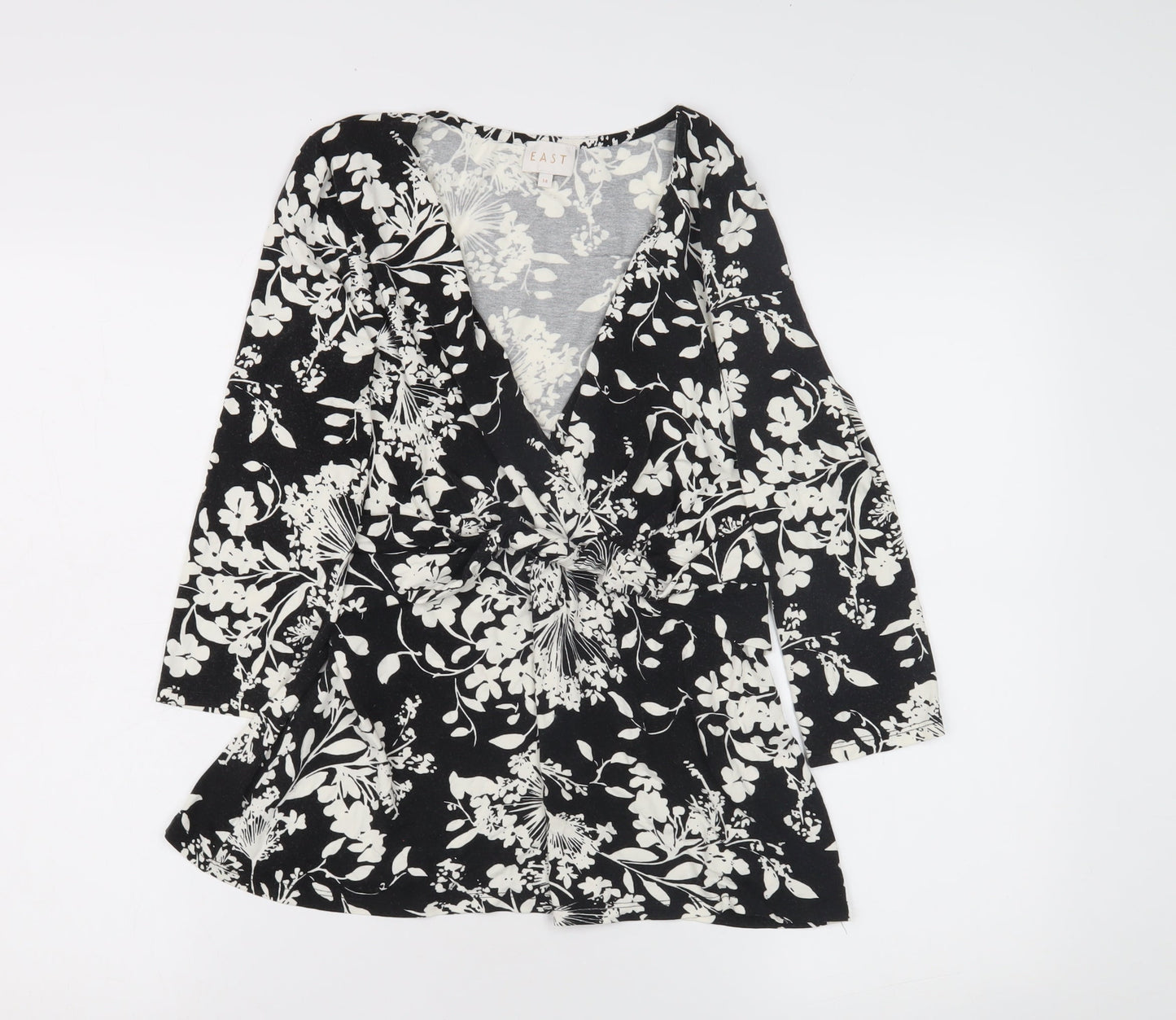 Womens UK Size 14 EAST Black Tunic Blouse