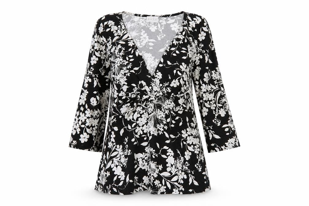 Womens UK Size 14 EAST Black Tunic Blouse
