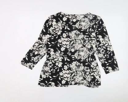 Womens UK Size 14 EAST Black Tunic Blouse