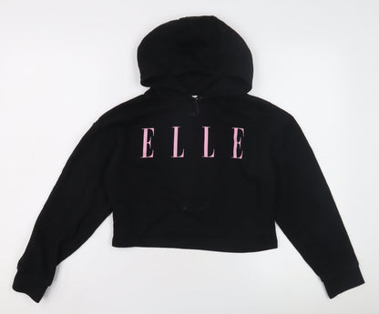 Elle Girls Black Hoodie Long Sleeve Casual Size 10-11