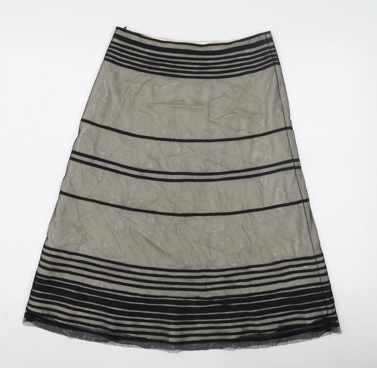 Coast Women's Black A-Line Embroidered Midi Skirt Size 8