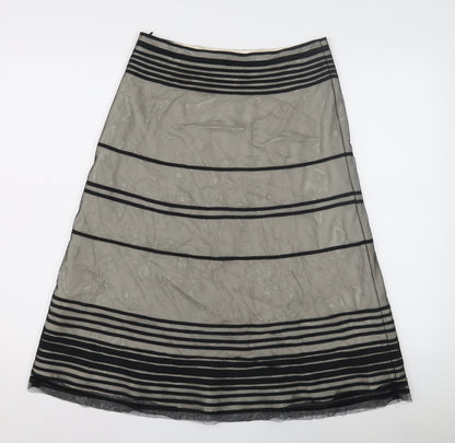 Coast Women's Black A-Line Embroidered Midi Skirt Size 8