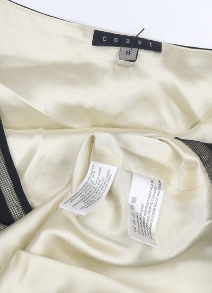 Coast Women's Black A-Line Embroidered Midi Skirt Size 8