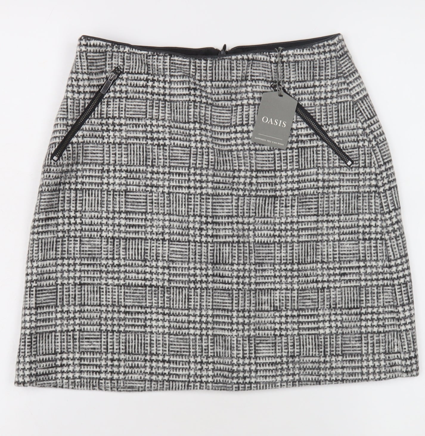 Oasis Women’s Grey Check Pencil Skirt Size 8