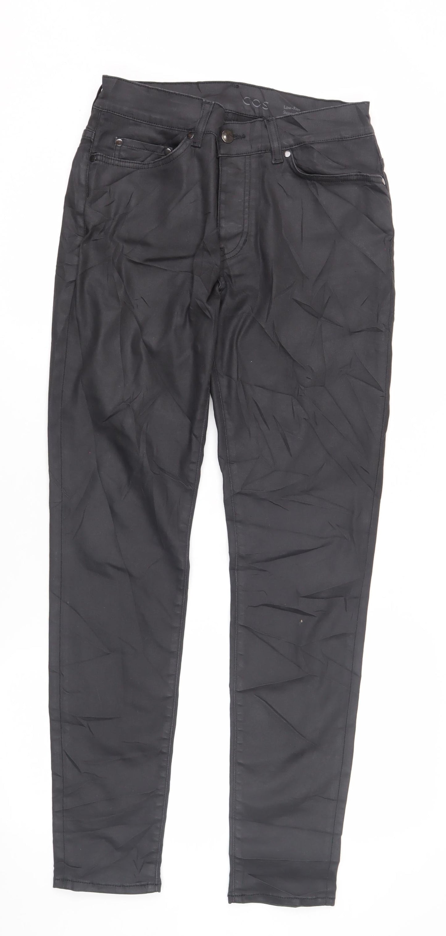 Mens UK Size 32 COS Slim Fit Casual Black Trousers