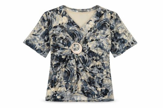 Bassini Women's Multicoloured Floral Wrap T-Shirt Size 18