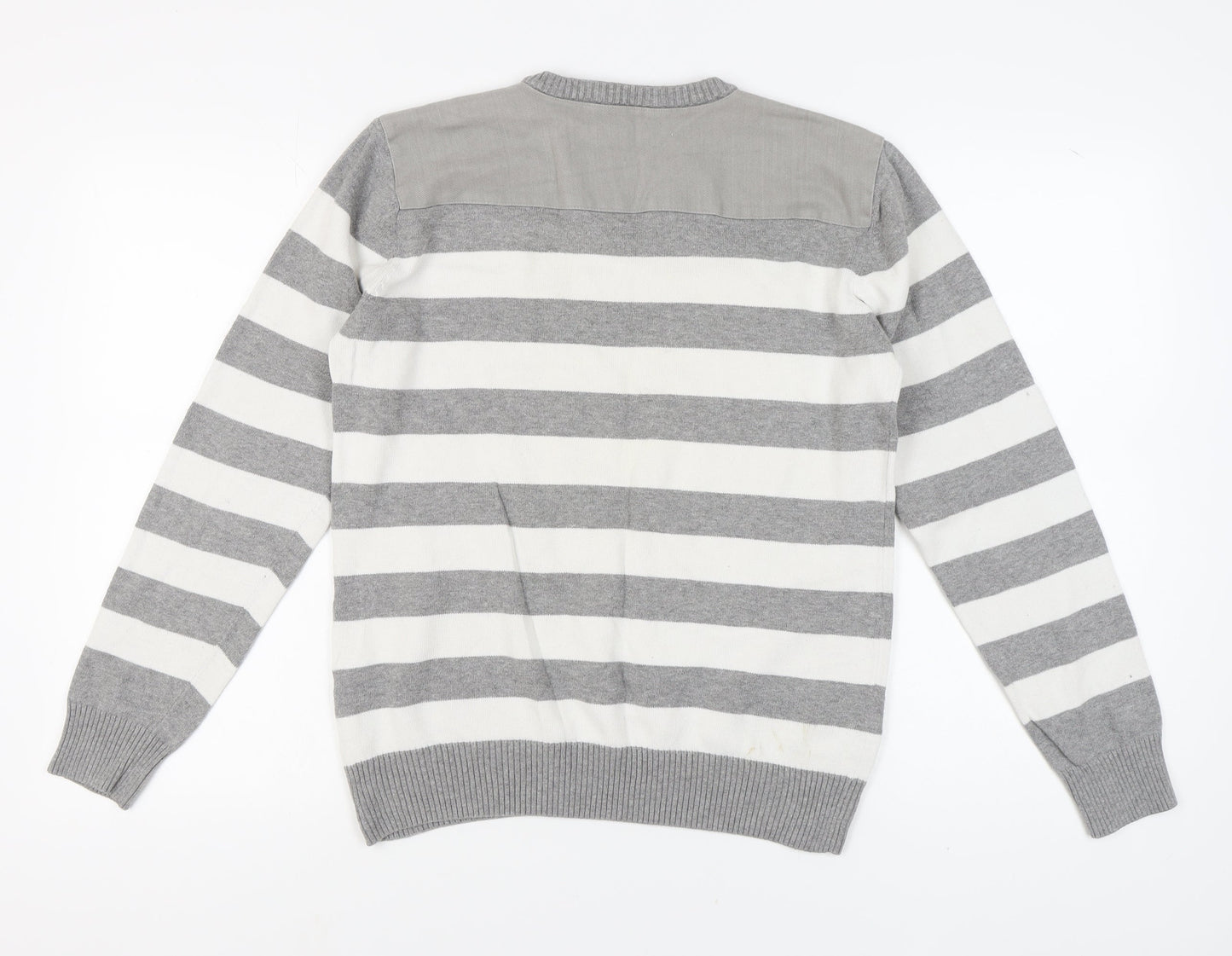 Jack & Jones Men's Grey Stripe Pullover in Size L